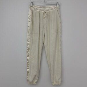 Atm Womens S Ivory Terry Cloth Fleece Sweatpant Pull On Joggers Cozy Neutral